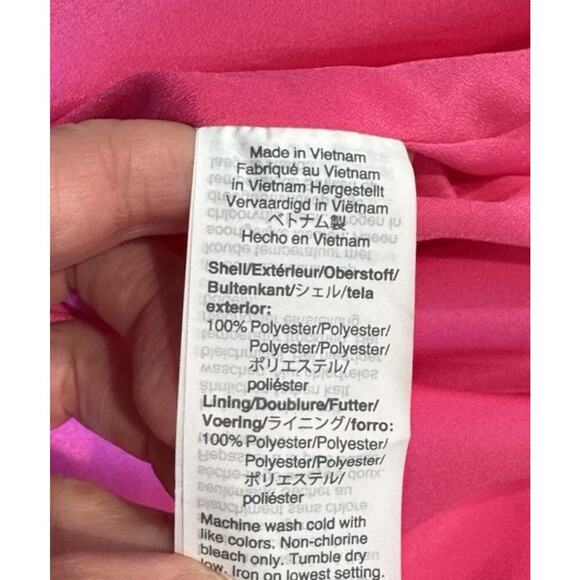 J.Crew Size 6P Petite Cinched Waist Cupro Midi Dress Bright Hot Pink Button Back - Picture 6 of 7